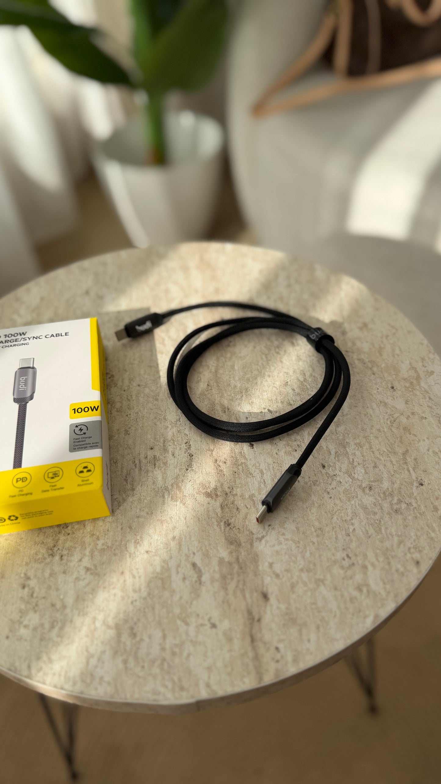 BUDI PD 100W Charger Sync Cable – 1.2m Fast Charging