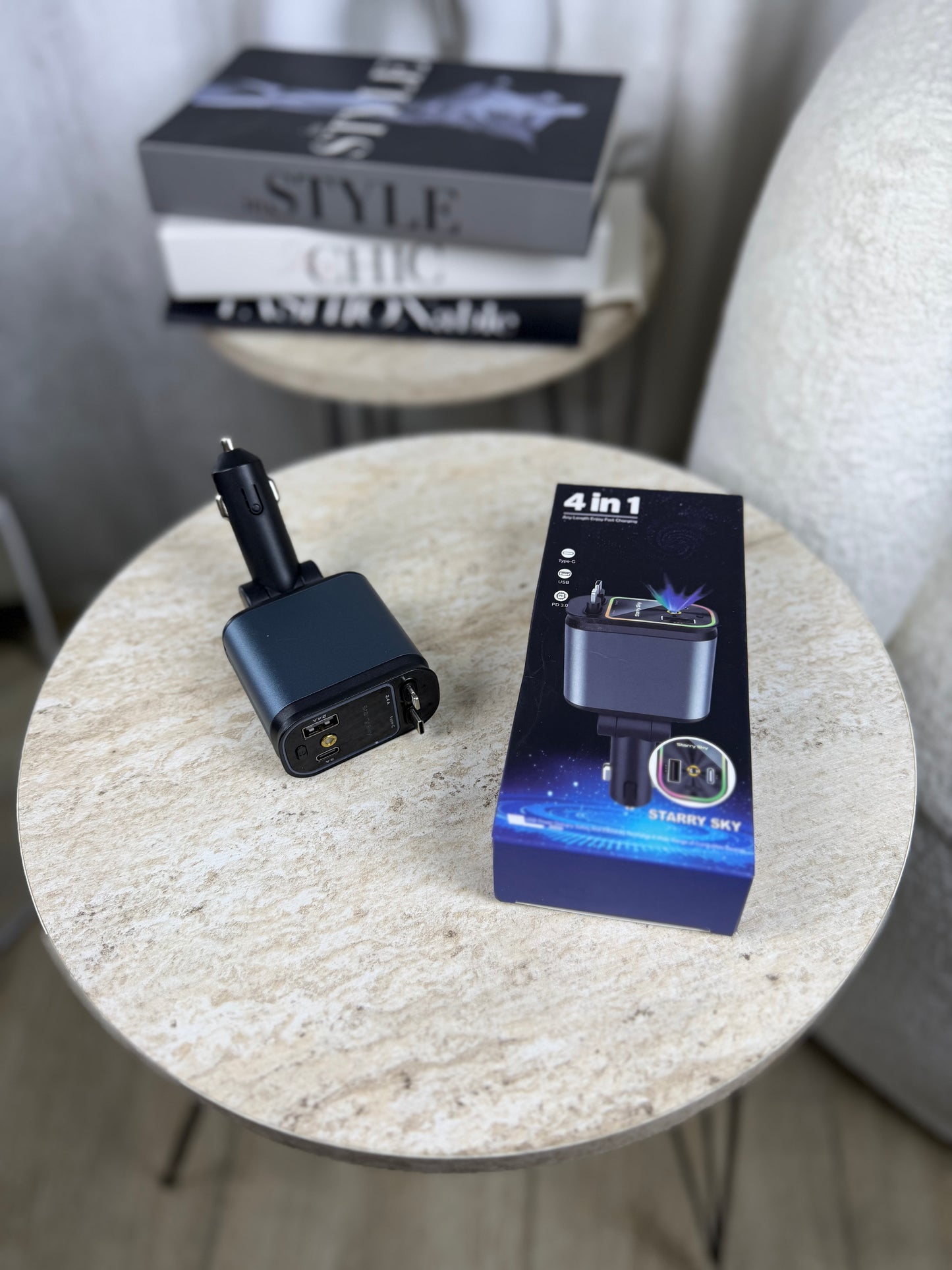 4 in 1 fast charger with starry sky (car charger)