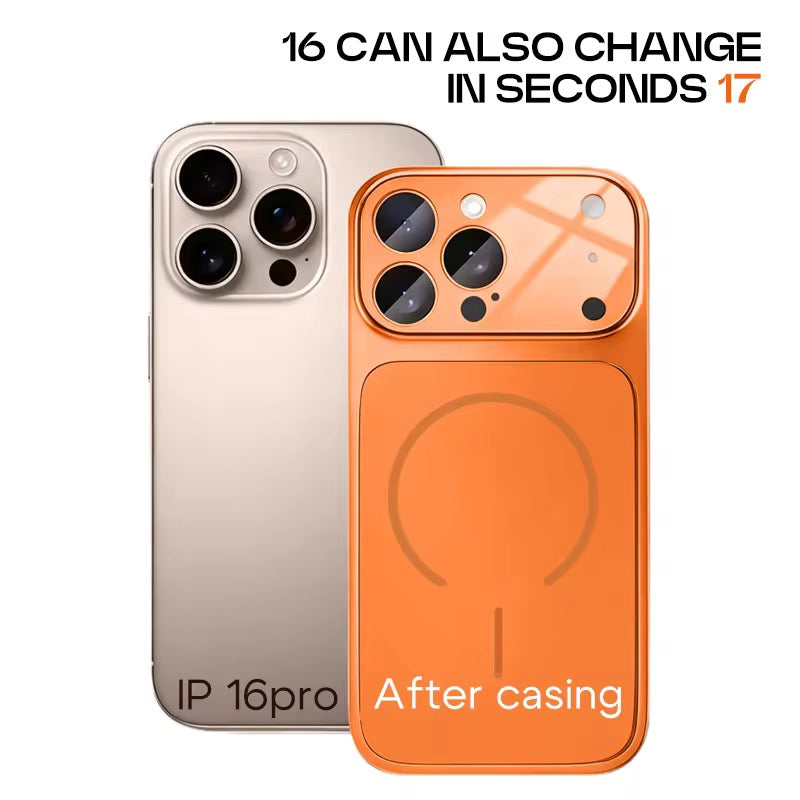 AG Matte Glass Back Panel Magnetic Orange Phone Case for Iphone 17 16 15 14 13 series with Lens Film protective cover