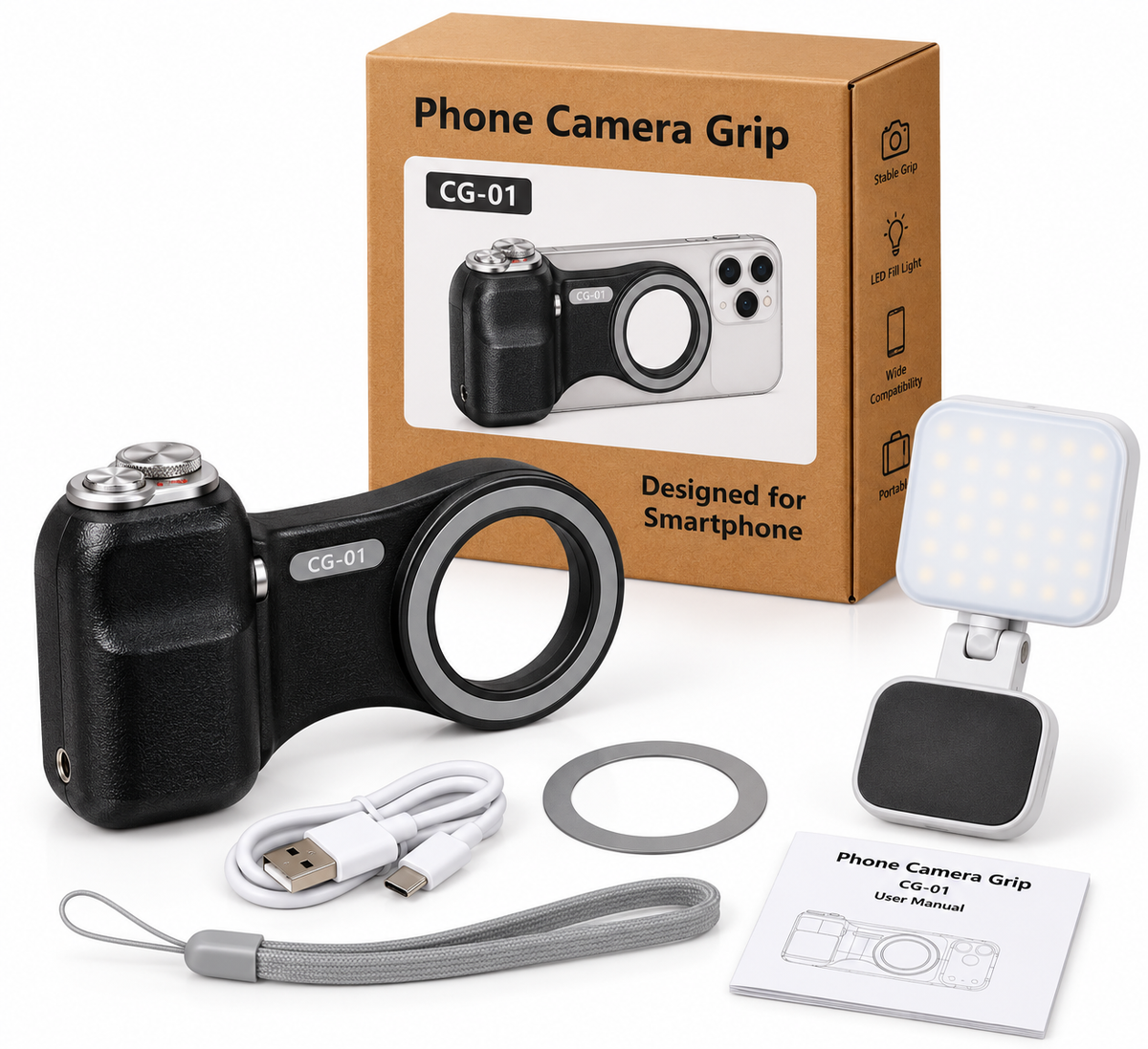 Phone camera grip